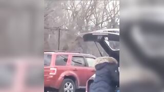 Karma wasted zero time teaching her a lesson on trying to steal a shopping cart