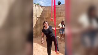 Beautiful Black Woman Play "Get that doughnut challenge"