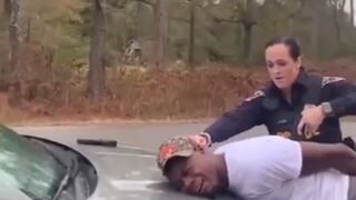 Female Officer makes Big Black Man Cry from Taser (Justified?)