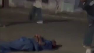 Gangster Thugs Beat a Man to Death with Sticks and Kicks..the Noise is Terrible