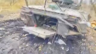 First Person View of Armed Drone slipping into German Tank at Last Second (In Russia)