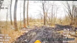First Person View of Armed Drone slipping into German Tank at Last Second (In Russia)