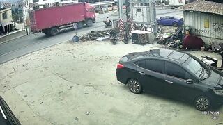 Female Rider causes Horrible Accident then FLEES the Scene. Truck Driver saved her Life