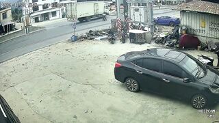 Female Rider causes Horrible Accident then FLEES the Scene. Truck Driver saved her Life