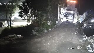 One Vehicle No Collision Fatal Truck Accident (Watch Slow Motion)