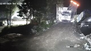 One Vehicle No Collision Fatal Truck Accident (Watch Slow Motion)
