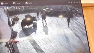 Innocent Girl gets too Close to Giant Bull..What is a bull doing tied up in the City?