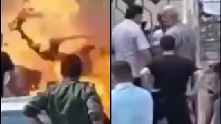 Angry husband blows himself and his wife brother in front of tribunal (Classic)