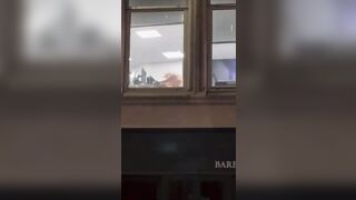 Busty Woman can be seen having Sex inside the office in full view window by passerby