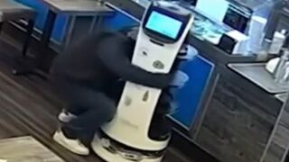 California Thug Steals a Food Delivery Robot in a San Jose Restaurant