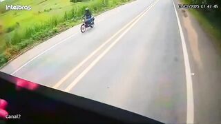 Motorcyclist Head On Collision with Truck Instant Death