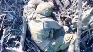 Ukrainian Soldier hit by Drone..You can see his Heart still Beating