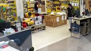 Crazy Man Ignites Himself in Hardware Store
