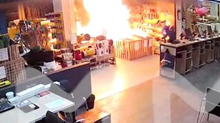 Crazy Man Ignites Himself in Hardware Store