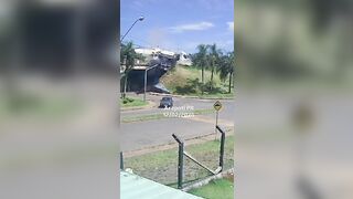 FULL Video: Tanker truck explodes and driver jumps out of burning cabin