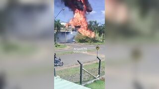 FULL Video: Tanker truck explodes and driver jumps out of burning cabin