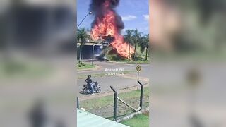 FULL Video: Tanker truck explodes and driver jumps out of burning cabin