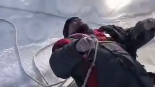 Creepy Scene shows 2 Dead Fishermen Frozen to Death on Top of Pond