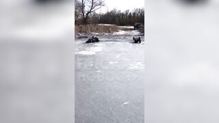 Creepy Scene shows 2 Dead Fishermen Frozen to Death on Top of Pond