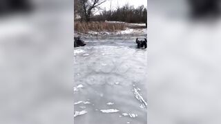 Creepy Scene shows 2 Dead Fishermen Frozen to Death on Top of Pond