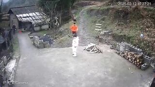Little Chinese Kid Lights a Firework direct Hit to his Mom's Face