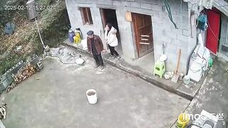 Little Chinese Kid Lights a Firework direct Hit to his Mom's Face