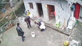 Little Chinese Kid Lights a Firework direct Hit to his Mom's Face