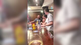 Drunk TDS Liberal White Woman Squirts Ketchup All Over Two Men At The Bar