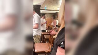Drunk TDS Liberal White Woman Squirts Ketchup All Over Two Men At The Bar