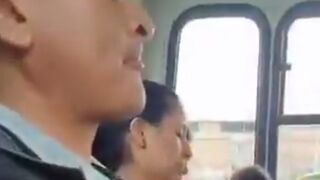 Creepy Guy watching Porn on Crowded Bus is Confronted
