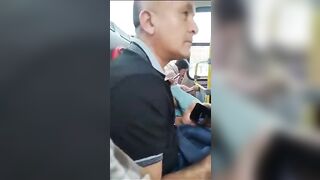 Creepy Guy watching Porn on Crowded Bus is Confronted