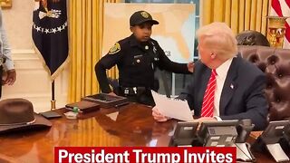 Trump Invites Secret Service Agent DJ Daniel to the Oval and gets a Big Hug.