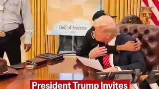 Trump Invites Secret Service Agent DJ Daniel to the Oval and gets a Big Hug.