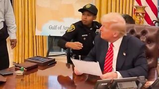 Trump Invites Secret Service Agent DJ Daniel to the Oval and gets a Big Hug.