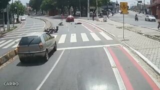 Driver runs through a pedestrian crossing then hits a motorcyclist and a man in a wheelchair