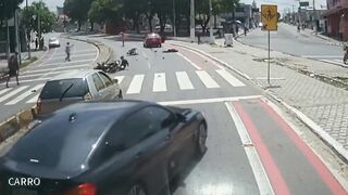 Driver runs through a pedestrian crossing then hits a motorcyclist and a man in a wheelchair