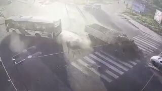 Bus Full of Food Runs Traffic Light causing Death and Destruction (Watch Aftermath)