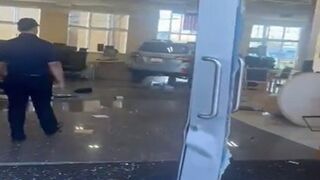 Angry Customer Rams His Car Through CarMax Auto Dealership in CA