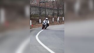 Stupid Chinese biker making a video gone very wrong