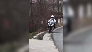 Stupid Chinese biker making a video gone very wrong
