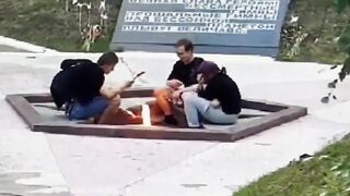 Stupid, Ignorant or just As*holes? Crew uses Moscow's Eternal Flame to Roast Sausages