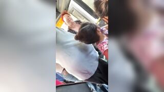 Mexican Karen on Public Bus goes Nuts, Throws Rock Smashing Bus Window next to Kid