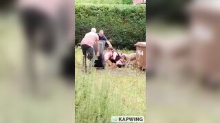 52 Year old Man getting Sliced and Diced by Pitbulls and No One can Help?