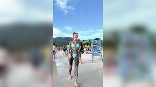 Girl Spent a LOT on Tattoo's to have this Glorious Moment on the Beach