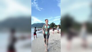 Girl Spent a LOT on Tattoo's to have this Glorious Moment on the Beach