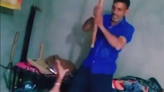 A shocking video of a man brutally beating his Wife surfaced on social media