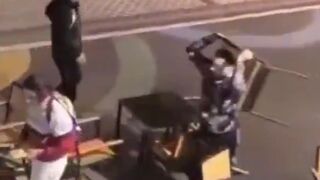 Moroccan migrant brutally attacks defenceless woman with chair in Spain.