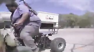 Obese Black Wokie Arrested after Ramming Tesla with a 4 Wheeler.