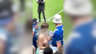 Argentina fan go topless to celebrate victory against Brazil