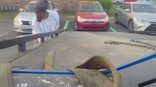 The Full Video of Repo man run over by driver trying to escape tow truck